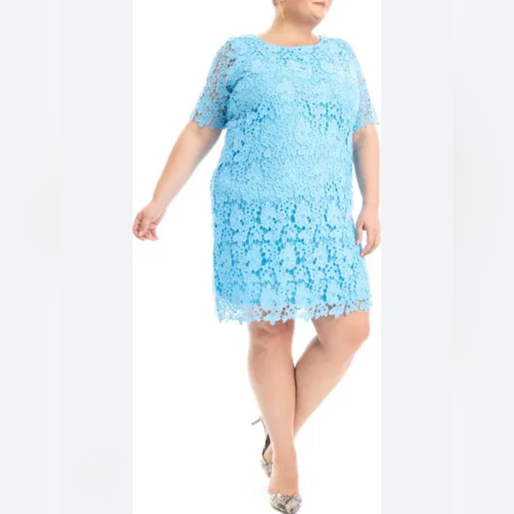 NINA LEONARD CROCHETED LACE DRESS NWT